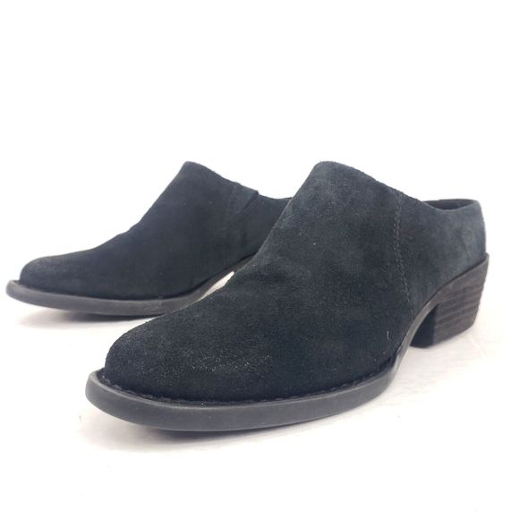 Born Starr Mule Clog Bootie Block Heel Black Suede Womens 6.5 - Picture 1 of 16